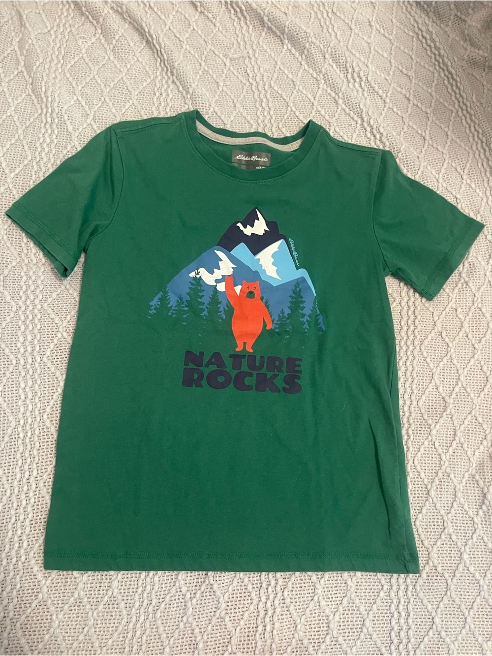 Eddie Bauer Green Tee with Mountain and Bear Graphic